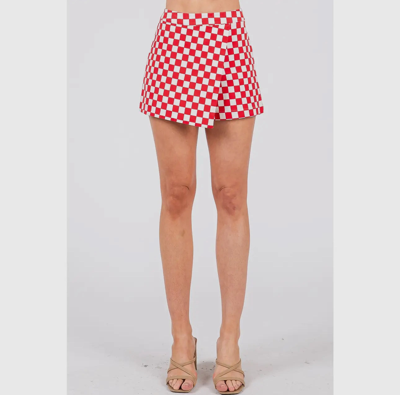 Game day checkered skort red and white