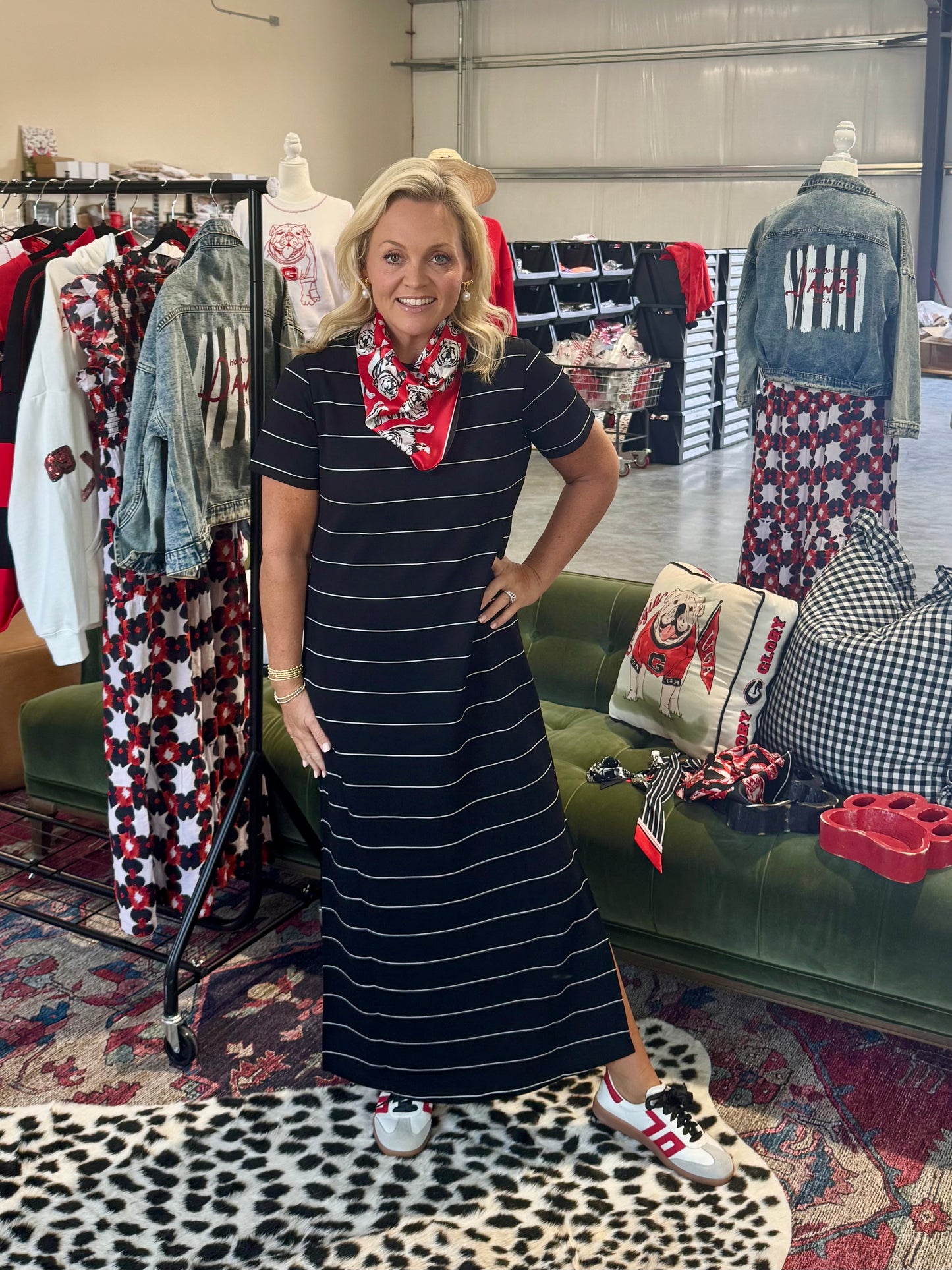 Game day scarf red and black 100% silk