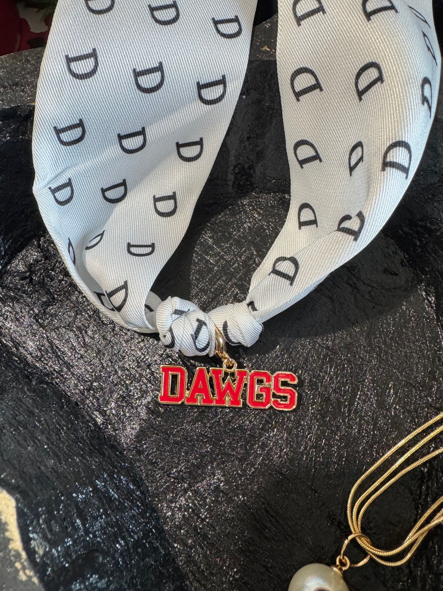 Scarf necklace dawgs charm