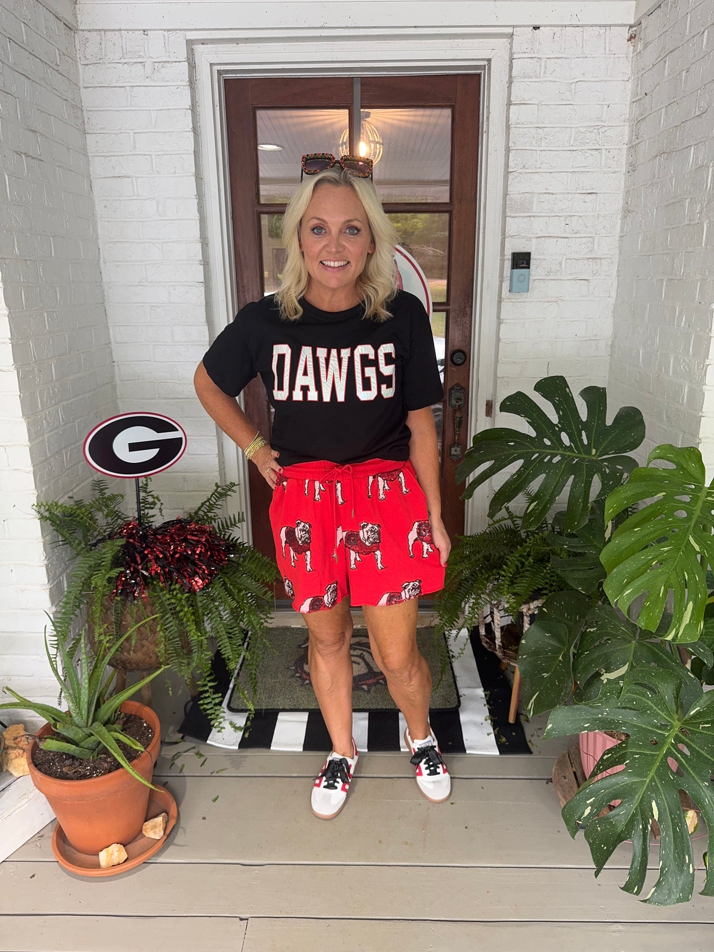 Terry sequin bulldog licensed shorts