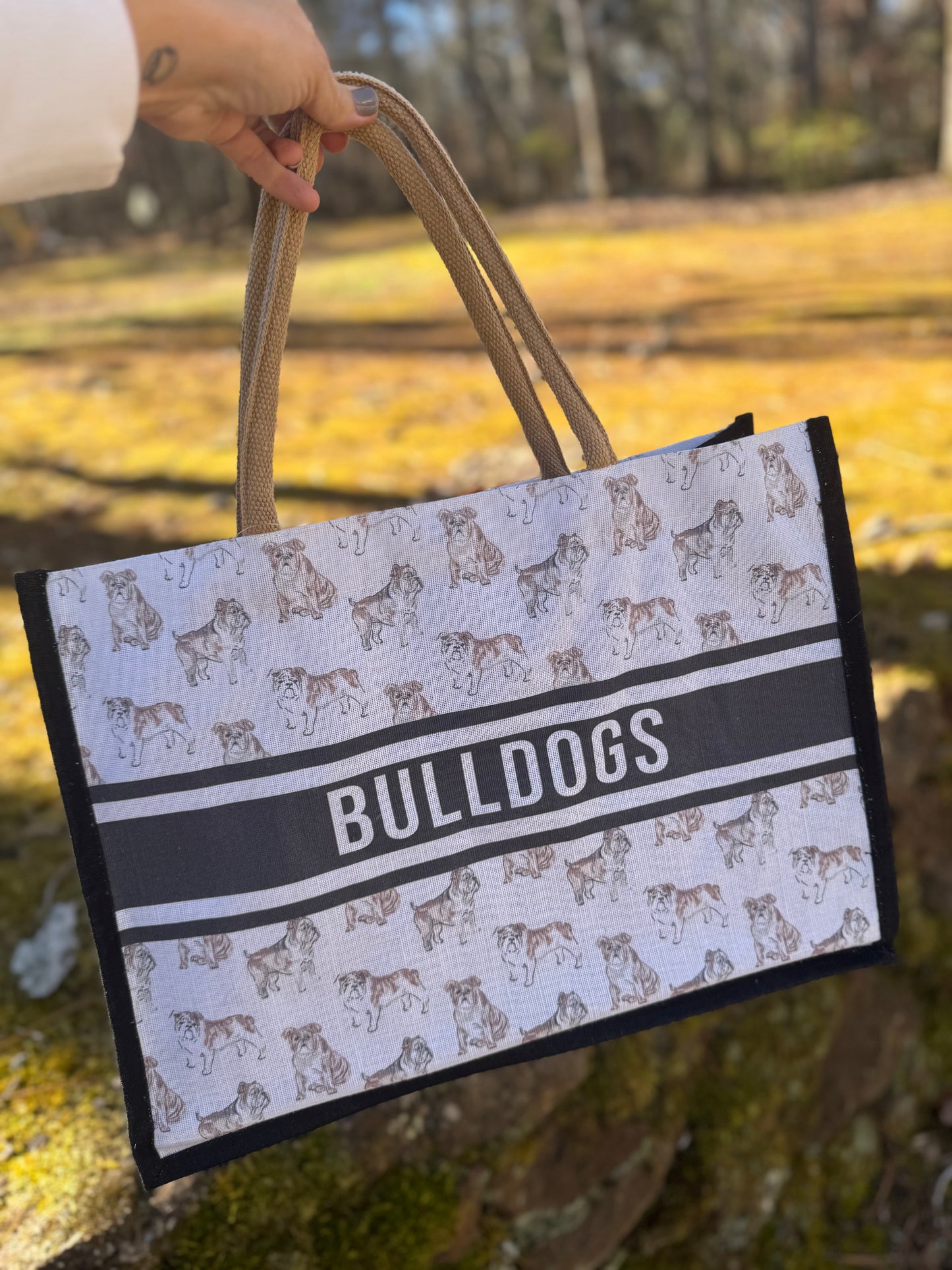 tote bag bulldogs jute