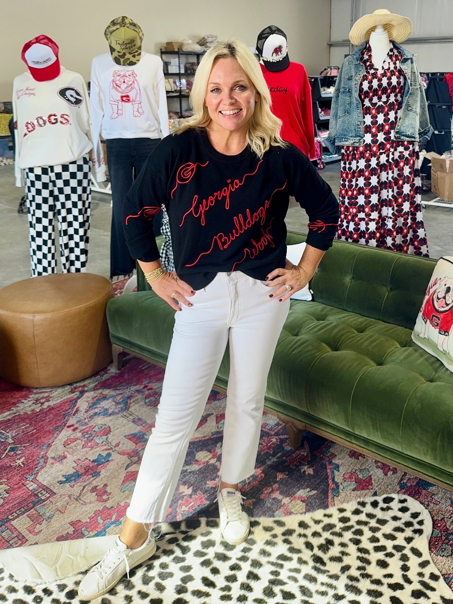 Licensed black georgia bulldog love letter sweater light weight
