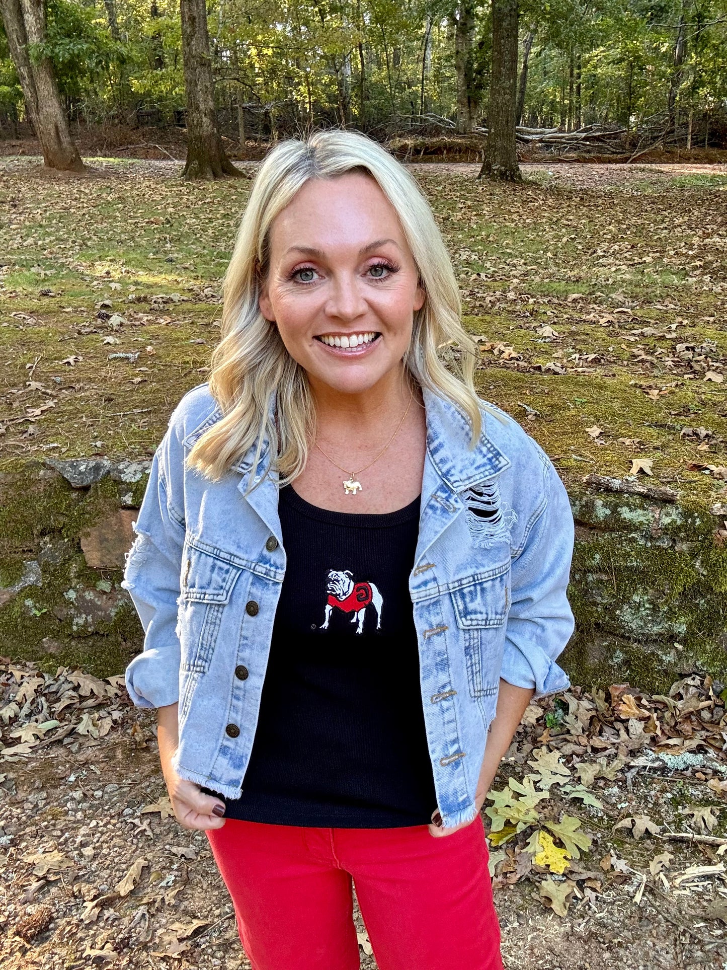 Black tank embroidered bulldog licensed hype and vice brand marked down