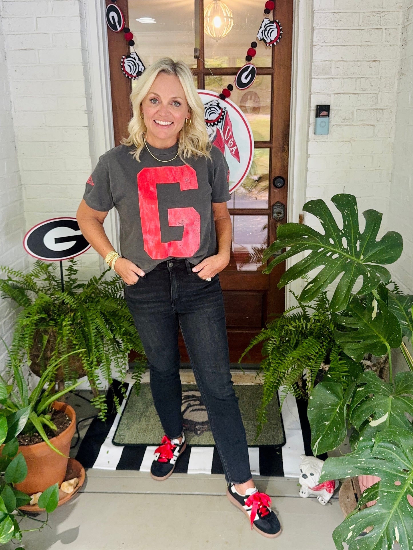 Charcoal comfort colors t shirt red G