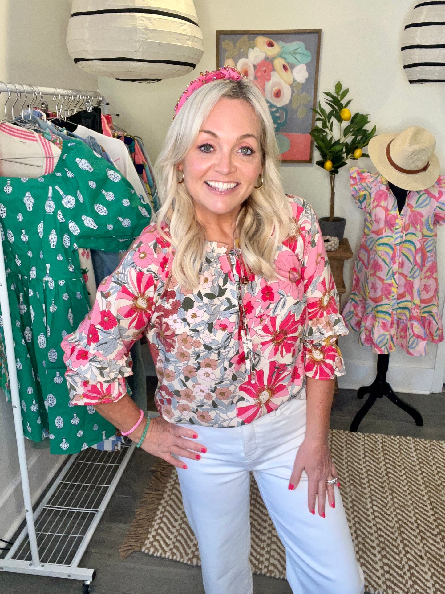 Spring summer blouse floral plus size too warehouse sale