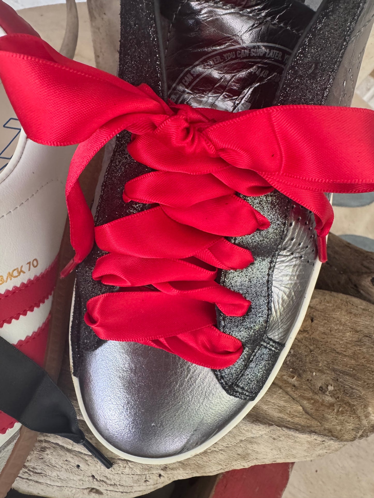 One lace listing! Game day shoe laces red or black one lace! Order two if u need for two shoes!