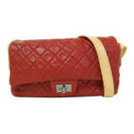 pre loved Chanel Red Hishige Caviar Shoulder Bag Silver Shoulder Back Bag Red Shoulder Bag Caviar (grained Calf) AB