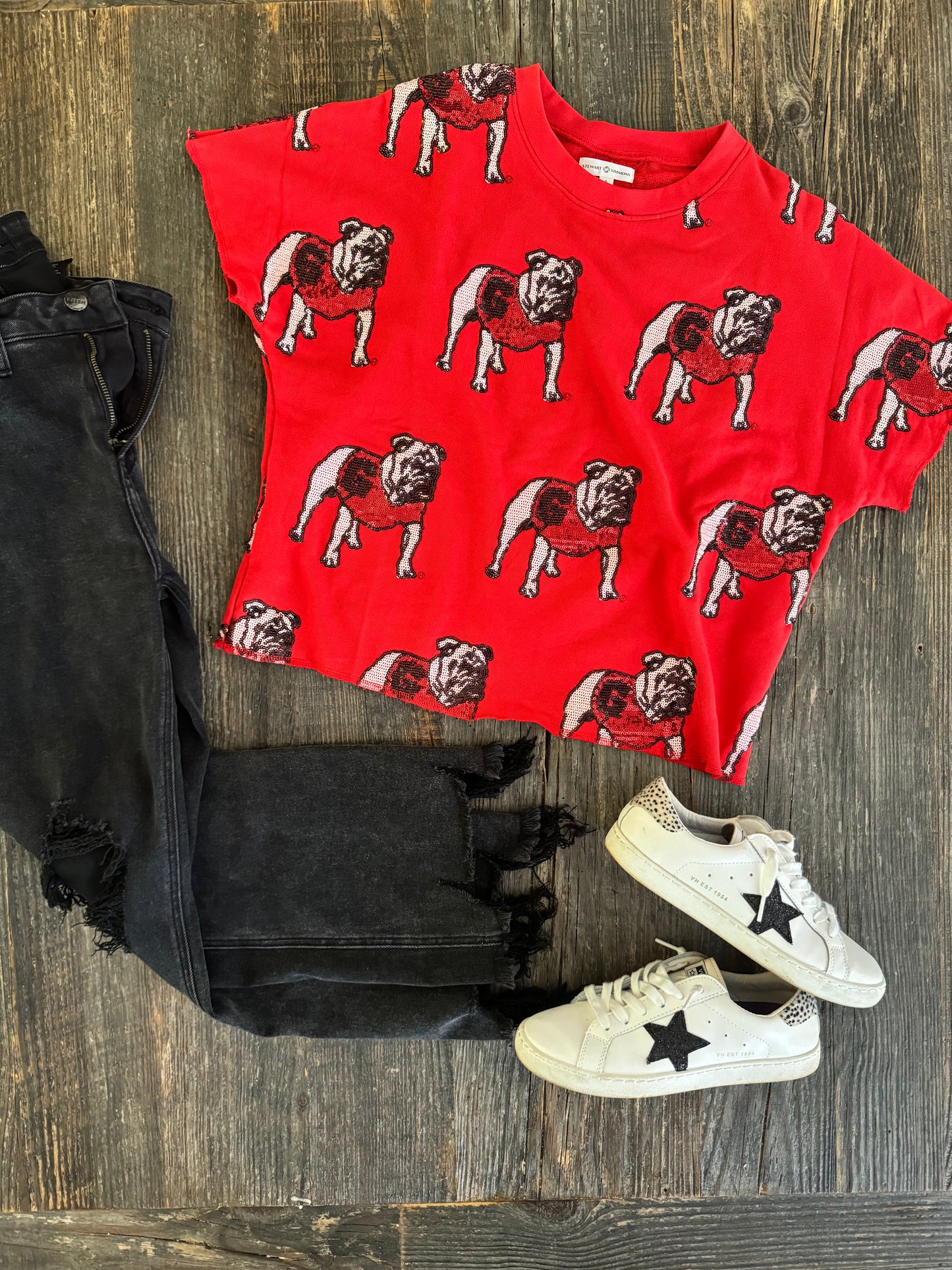 The bulldog sequin Terry top