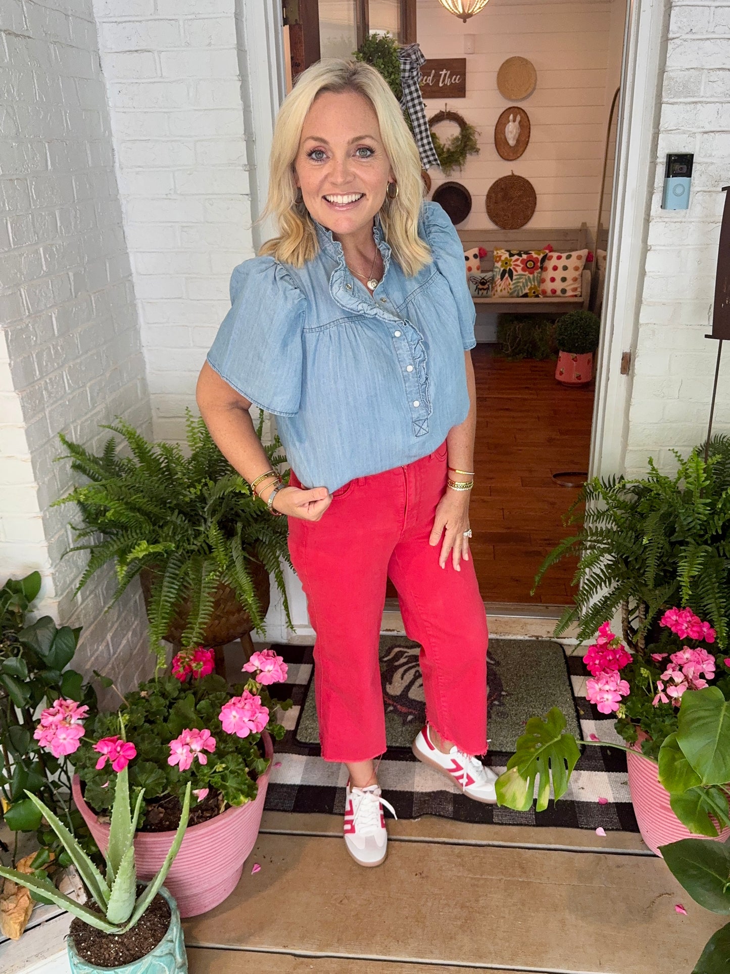 Washed denim summer blouse Light weight marked down
