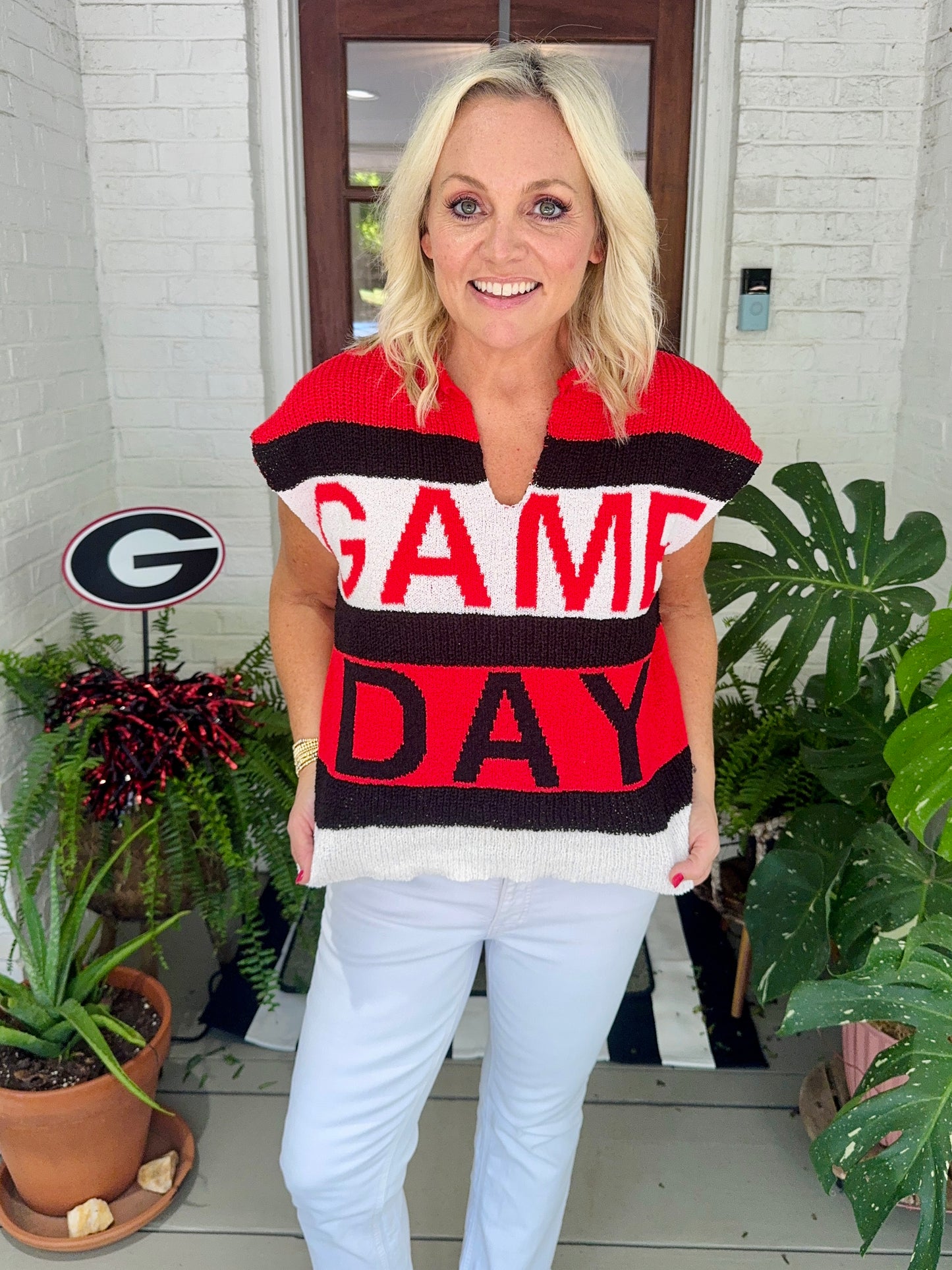 Game day knit top black