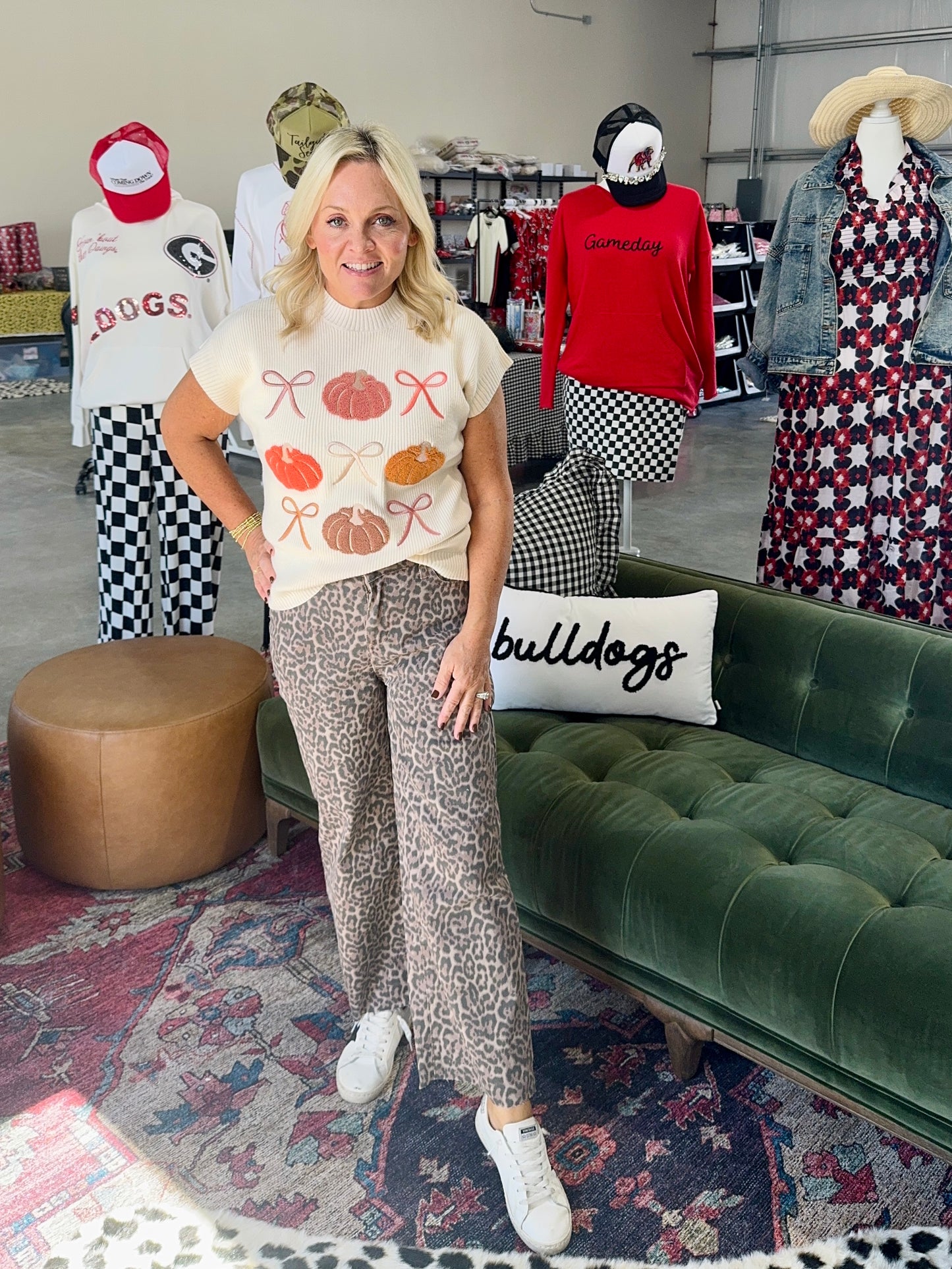 Leopard denim pants Light weight up to size 16