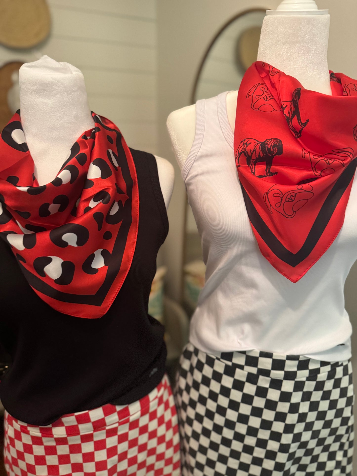 Game day scarf black and red leopard print