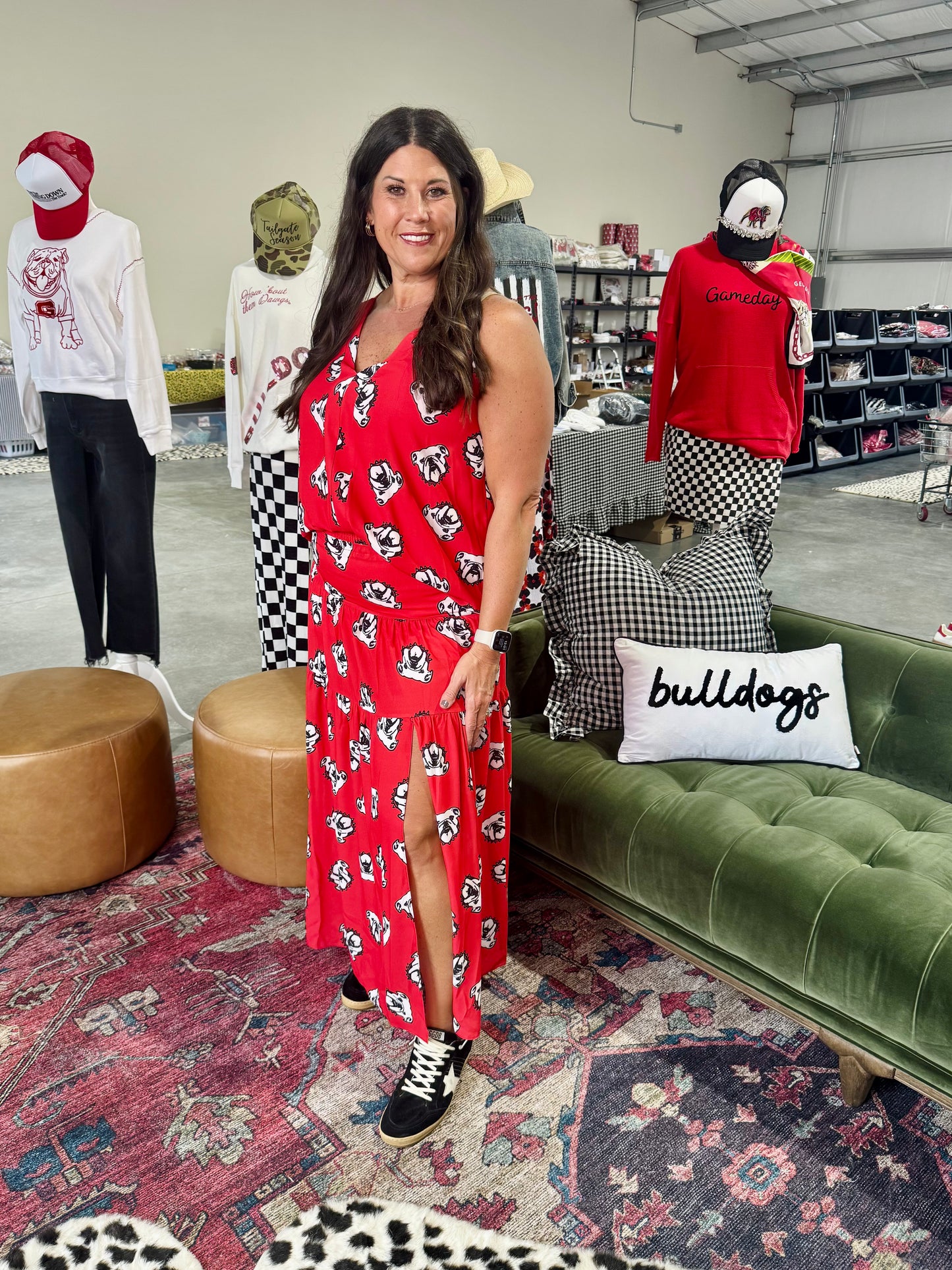 Flowy long skirt elastic waist slit light weight