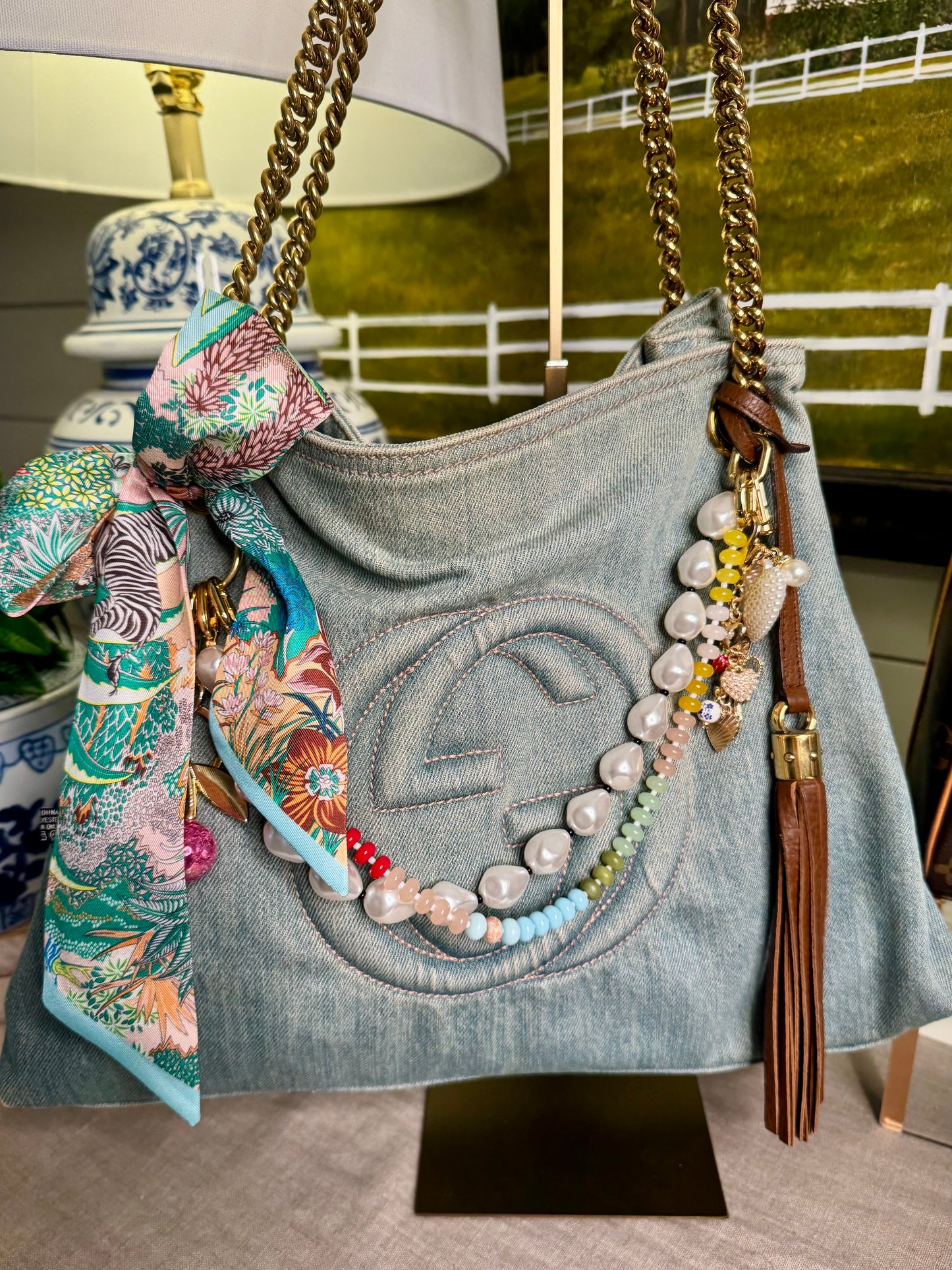 Pre Loved Gucci Denim Soho Chain Tote Bag