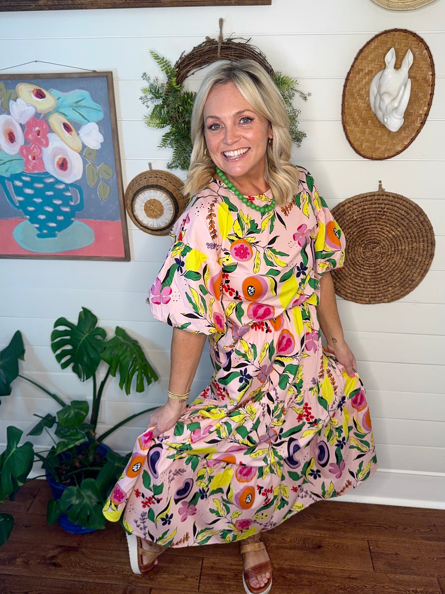 long skirt with pockets spring summer fruit marked down