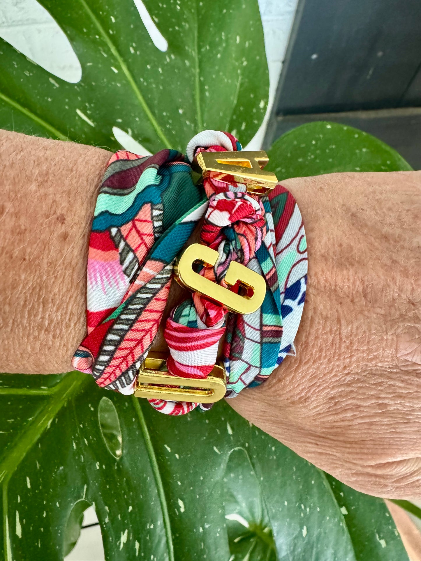 Twilly scarf necklace or bracelet with slide charms