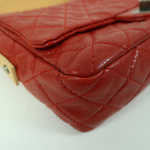 pre loved Chanel Red Hishige Caviar Shoulder Bag Silver Shoulder Back Bag Red Shoulder Bag Caviar (grained Calf) AB