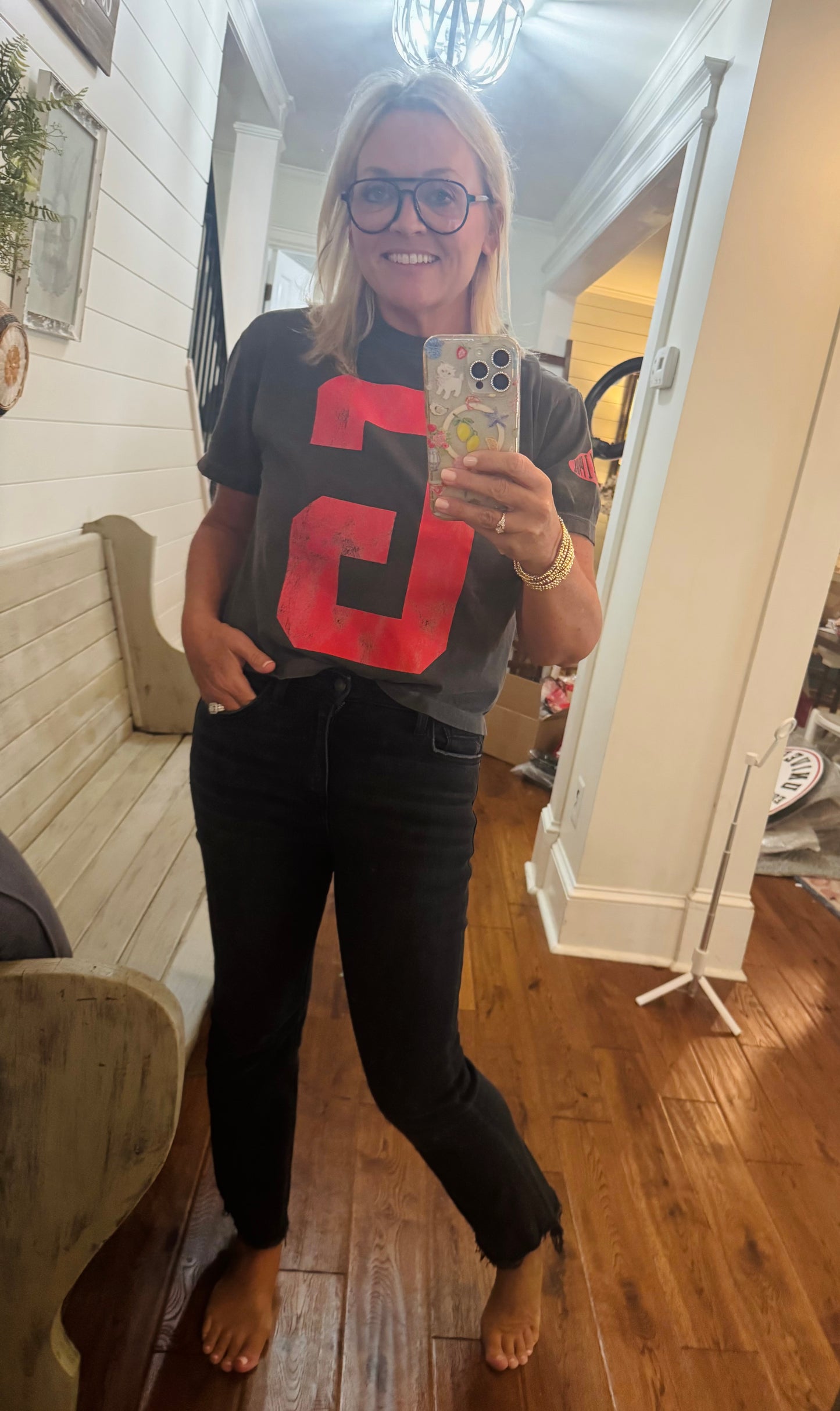 Charcoal comfort colors t shirt red G