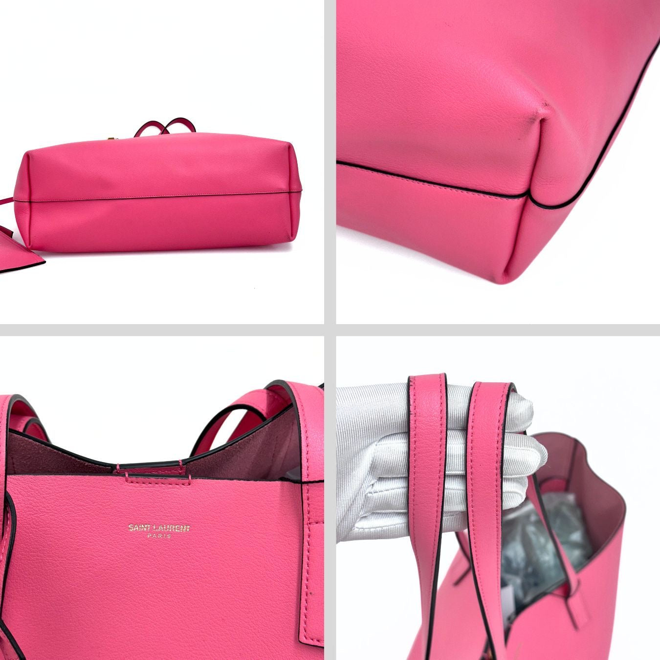 Saint Laurent pre loved pink leather shopper bag with clutch new ( store model)