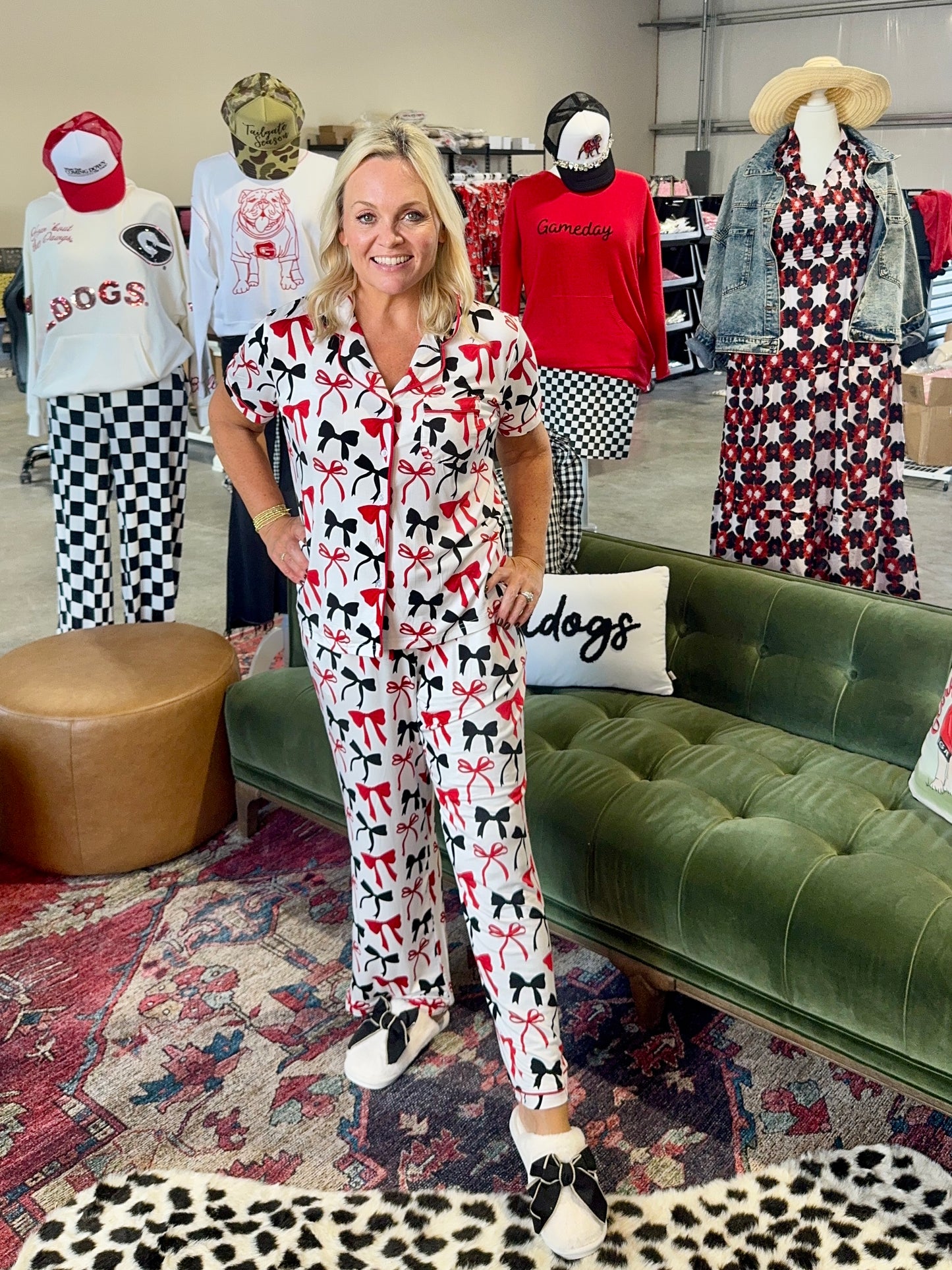New Bow pajamas black and red so cute! Restocked!!