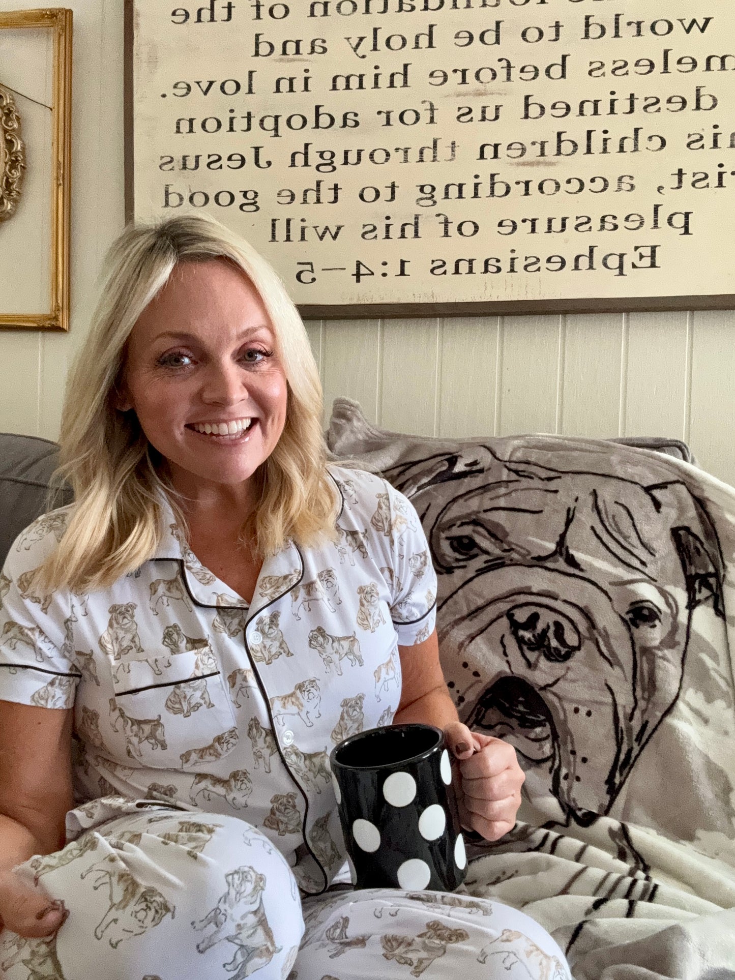 Bulldog button up pajama top up to size XXL!