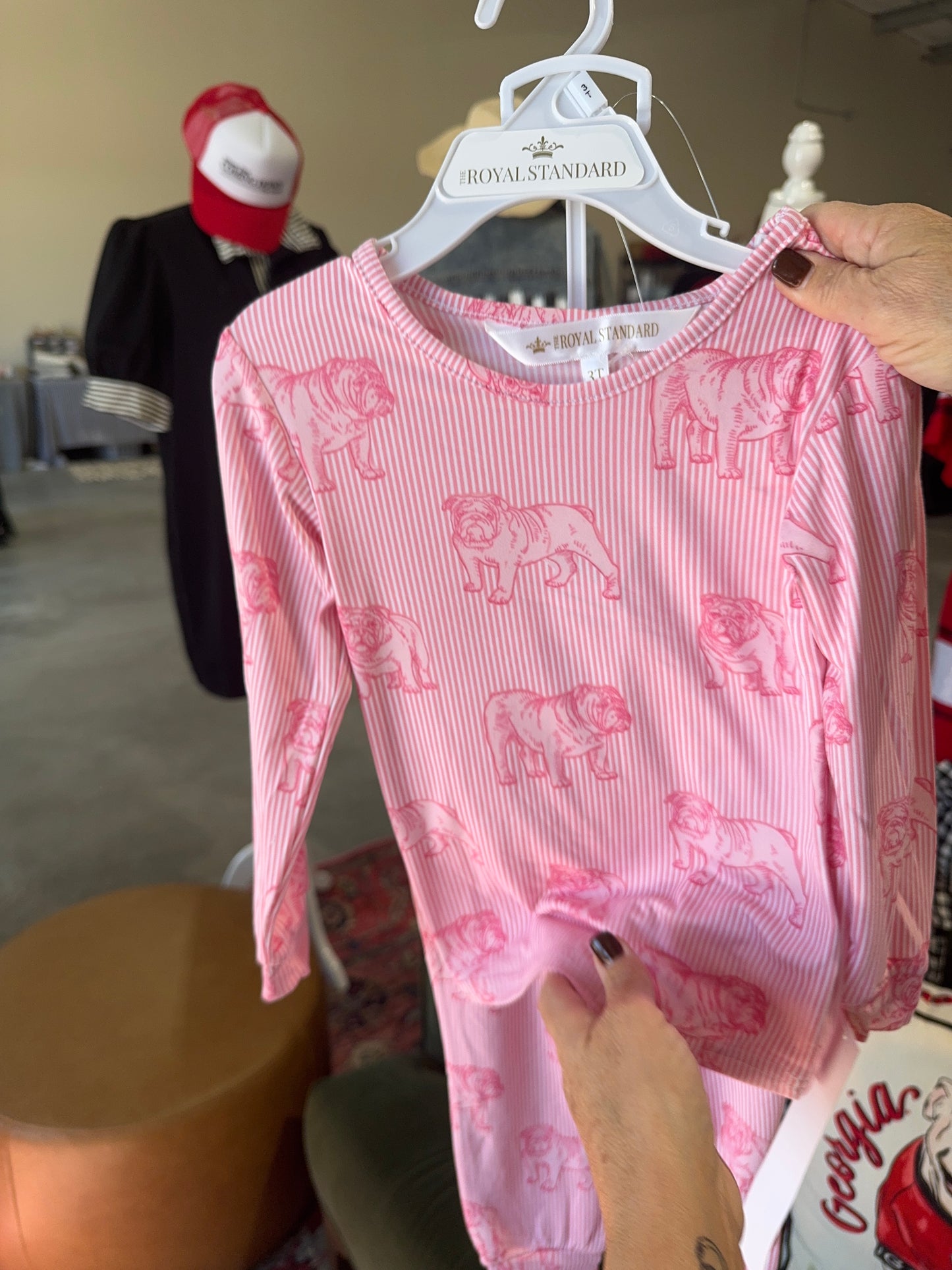 Pink bulldog pajamas little girls toddler