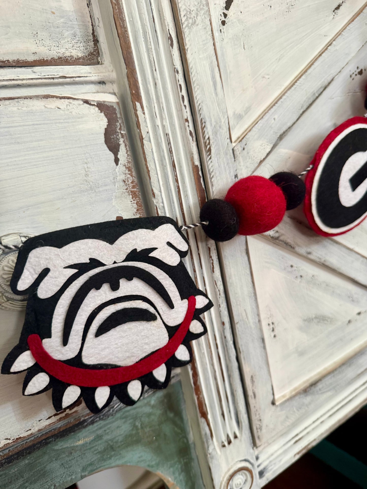 Glory Haus licensed super bulldog banner garland pom pom