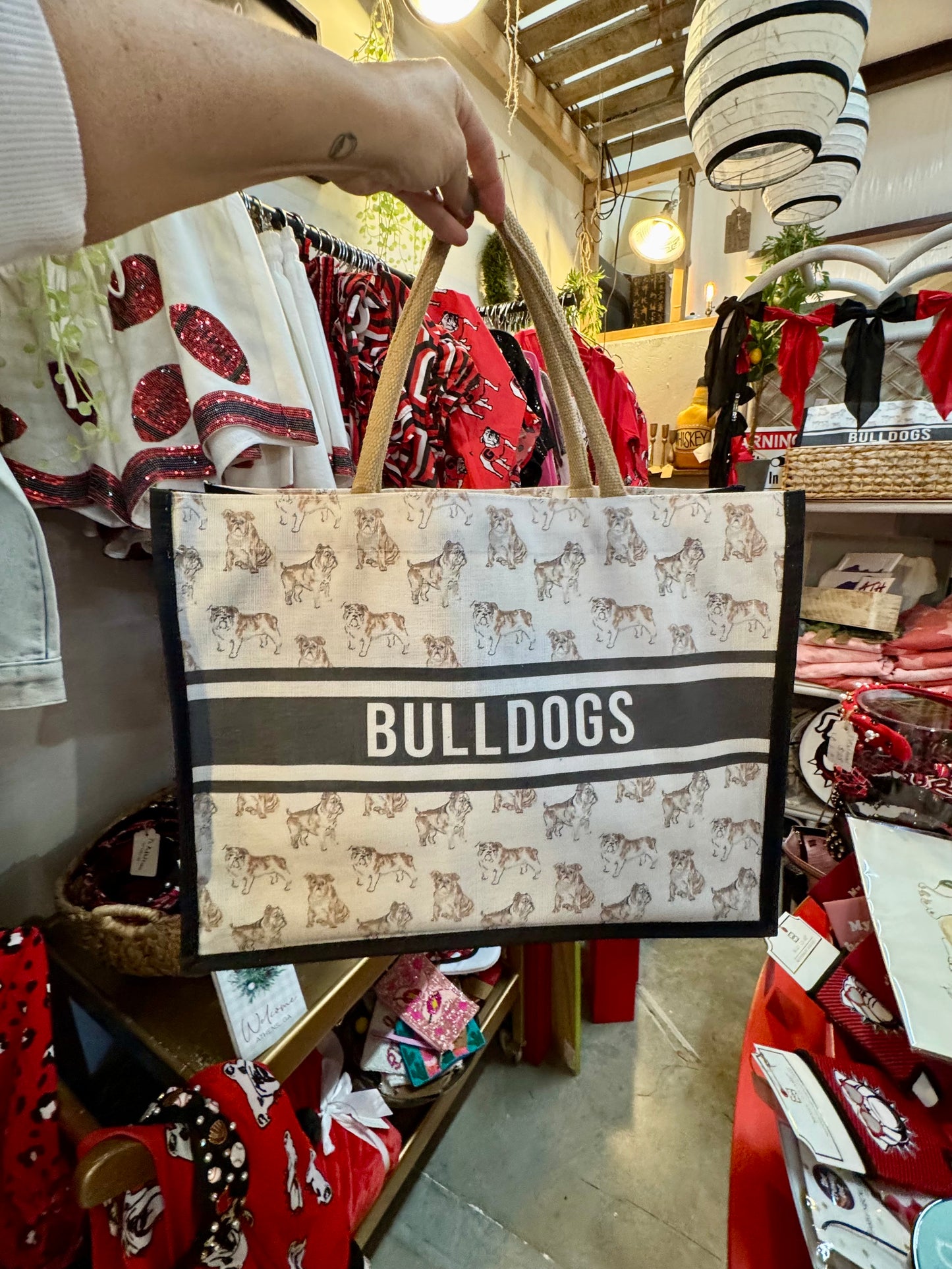 tote bag bulldogs jute