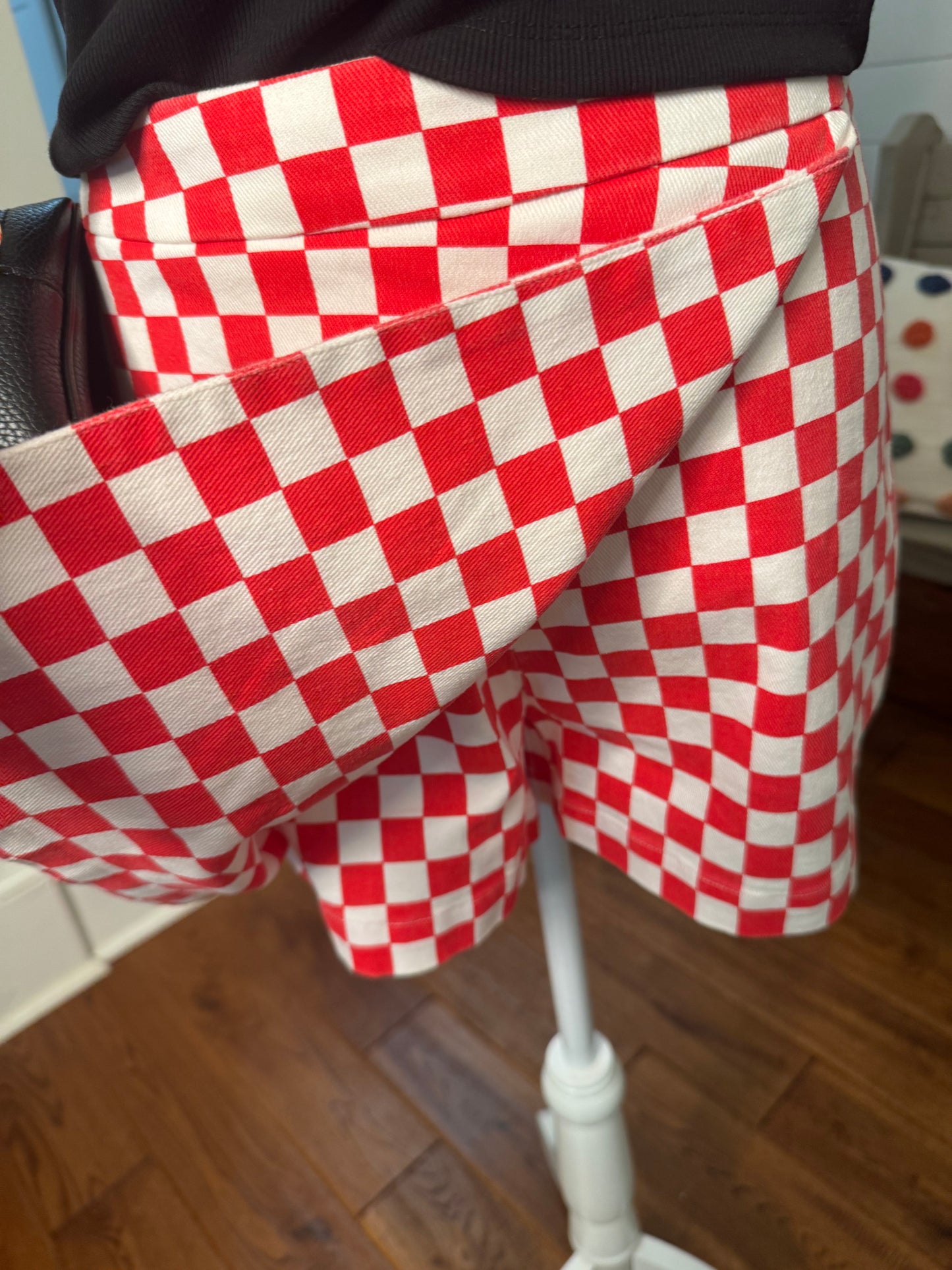 Game day checkered skort red and white