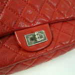 pre loved Chanel Red Hishige Caviar Shoulder Bag Silver Shoulder Back Bag Red Shoulder Bag Caviar (grained Calf) AB