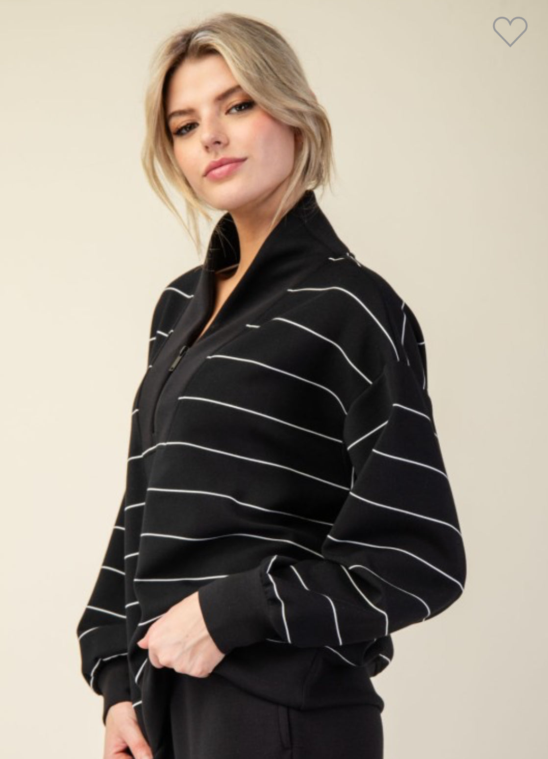 Soft Scuba black and white stripe pullover