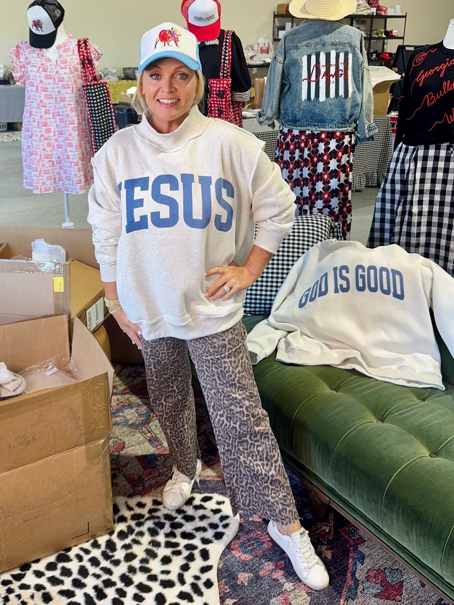 Ships now! reversible mock neck “Jesus” and “God is Good”