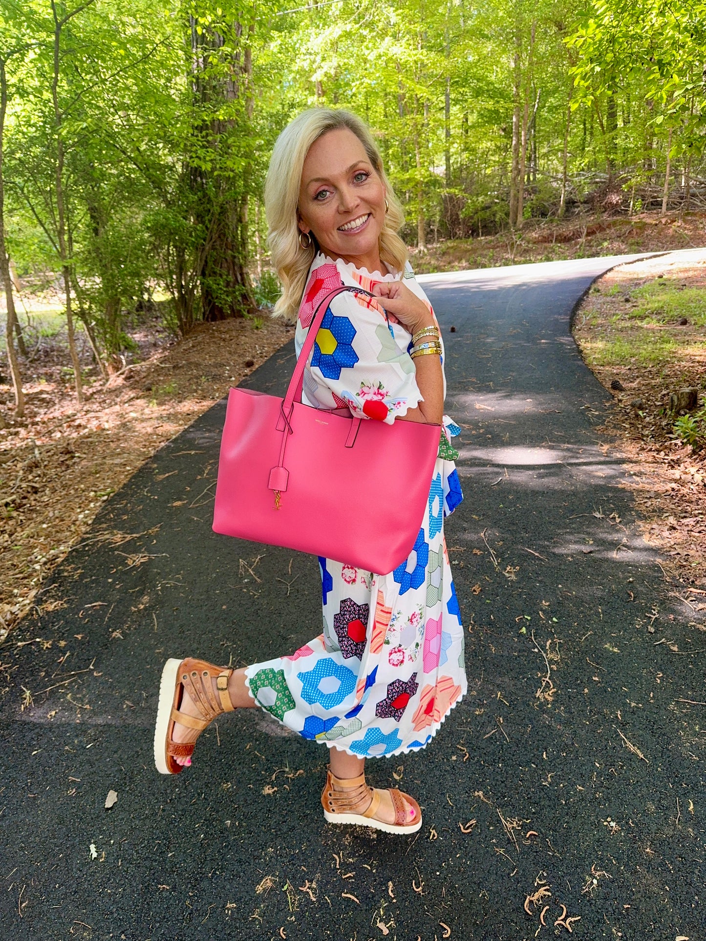Maxi Summer dress geo quilt look loose fit with optional tie marked down