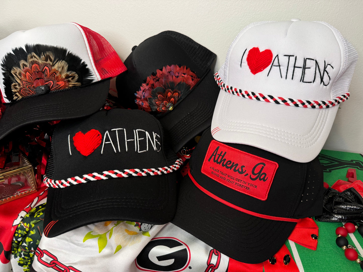 Athens embroidered hand stitched hat white marked down