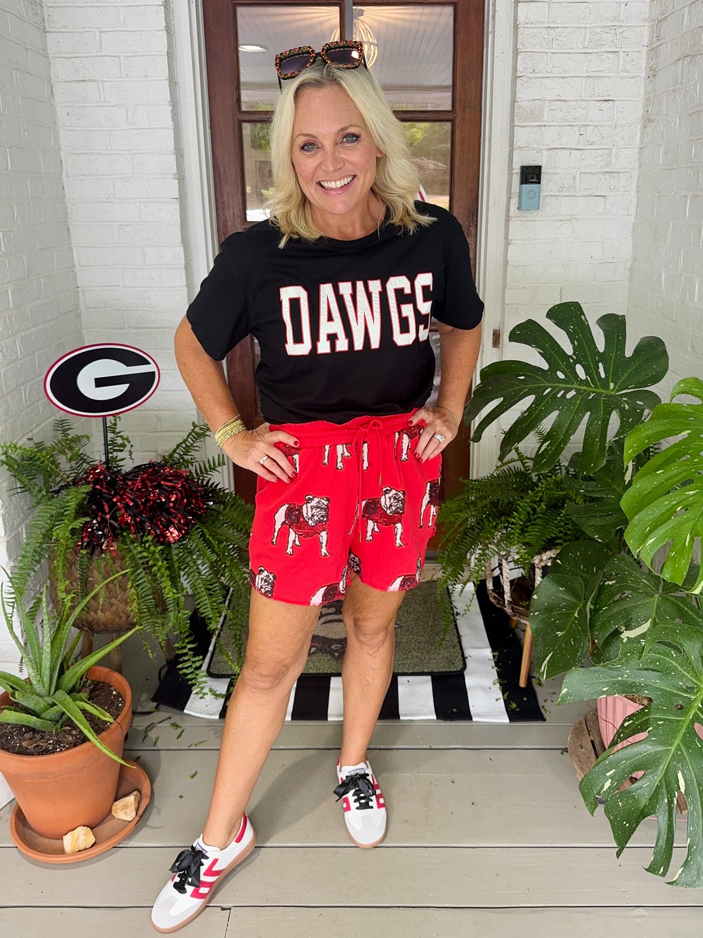 Terry sequin bulldog licensed shorts