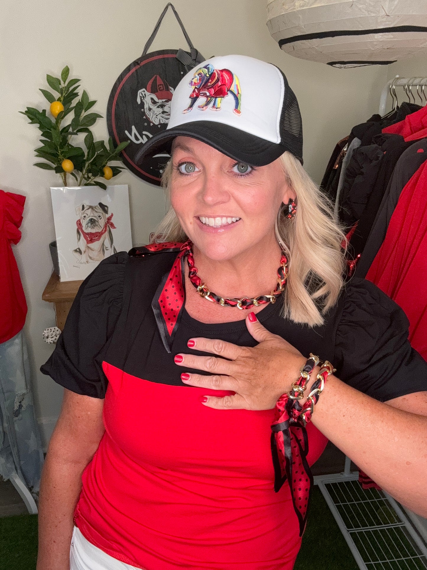 Gold necklace silk chain black and red necklace or bracelet
