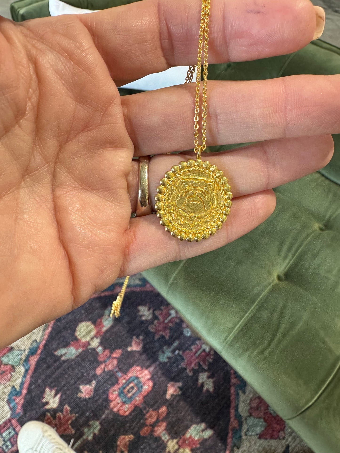Lisi lerch bulldog gold coin necklace on chain