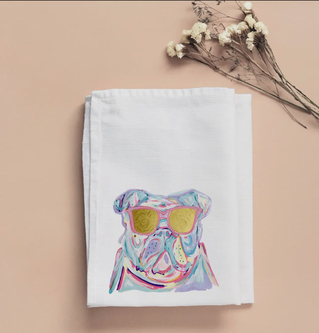Tea towel watercolor dog