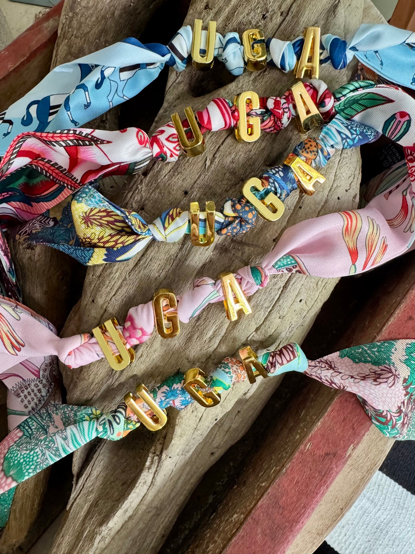 Twilly scarf necklace or bracelet with slide charms