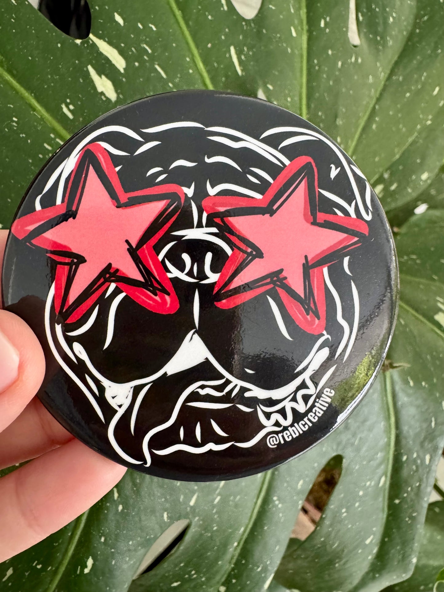 Large game day button dog with sunglasses