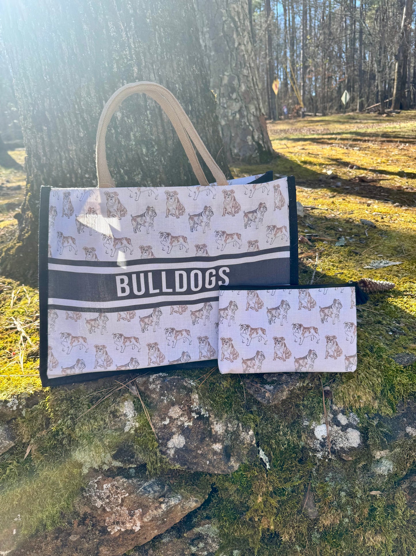 tote bag bulldogs jute