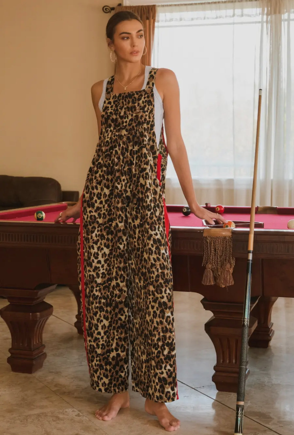Leopard overalls jumpsuit adjustable up to plus size!