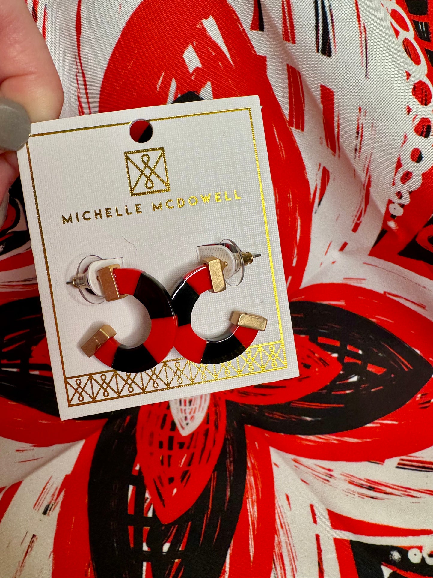 Acrylic black and red hoops small size