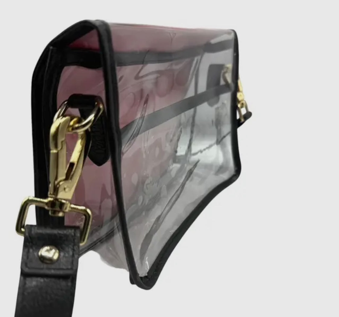 Boutique clear purse/bag with bulldog medallion