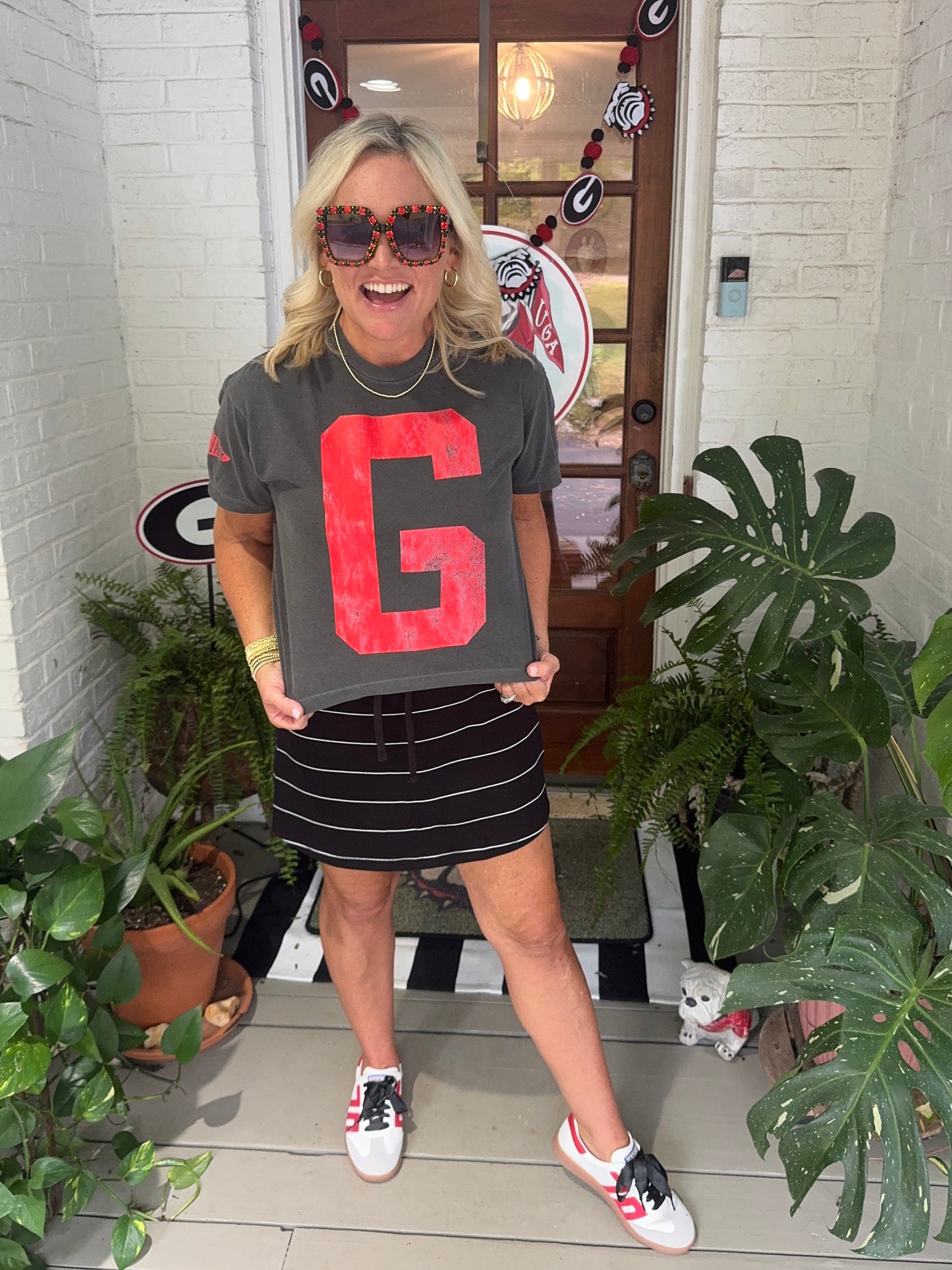 Charcoal comfort colors t shirt red G