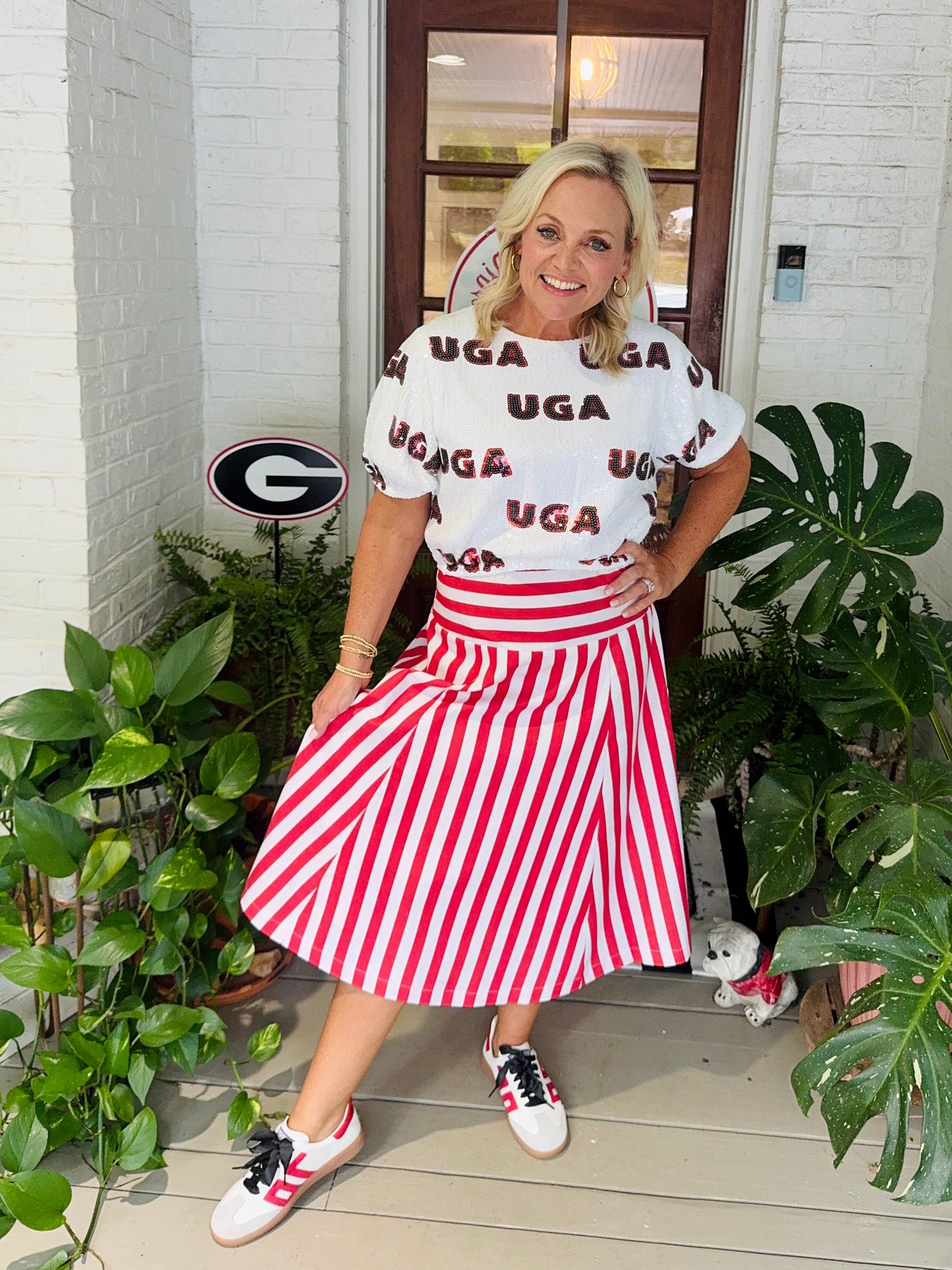Cropped sequin licensed top UGA