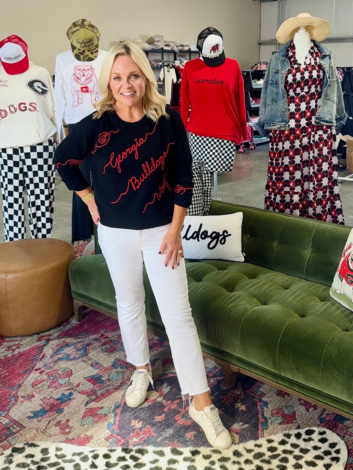 Licensed black georgia bulldog love letter sweater light weight