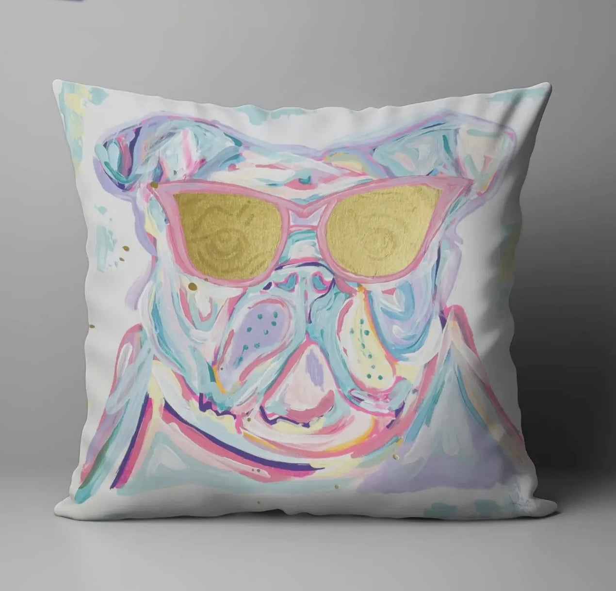 12x12 Water color bulldog pillow