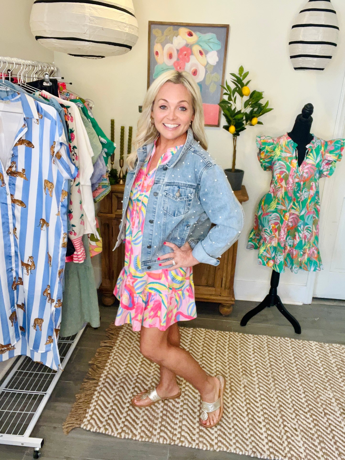 Pink print dress boutique spring marked down ! Mega discounted clearance sale