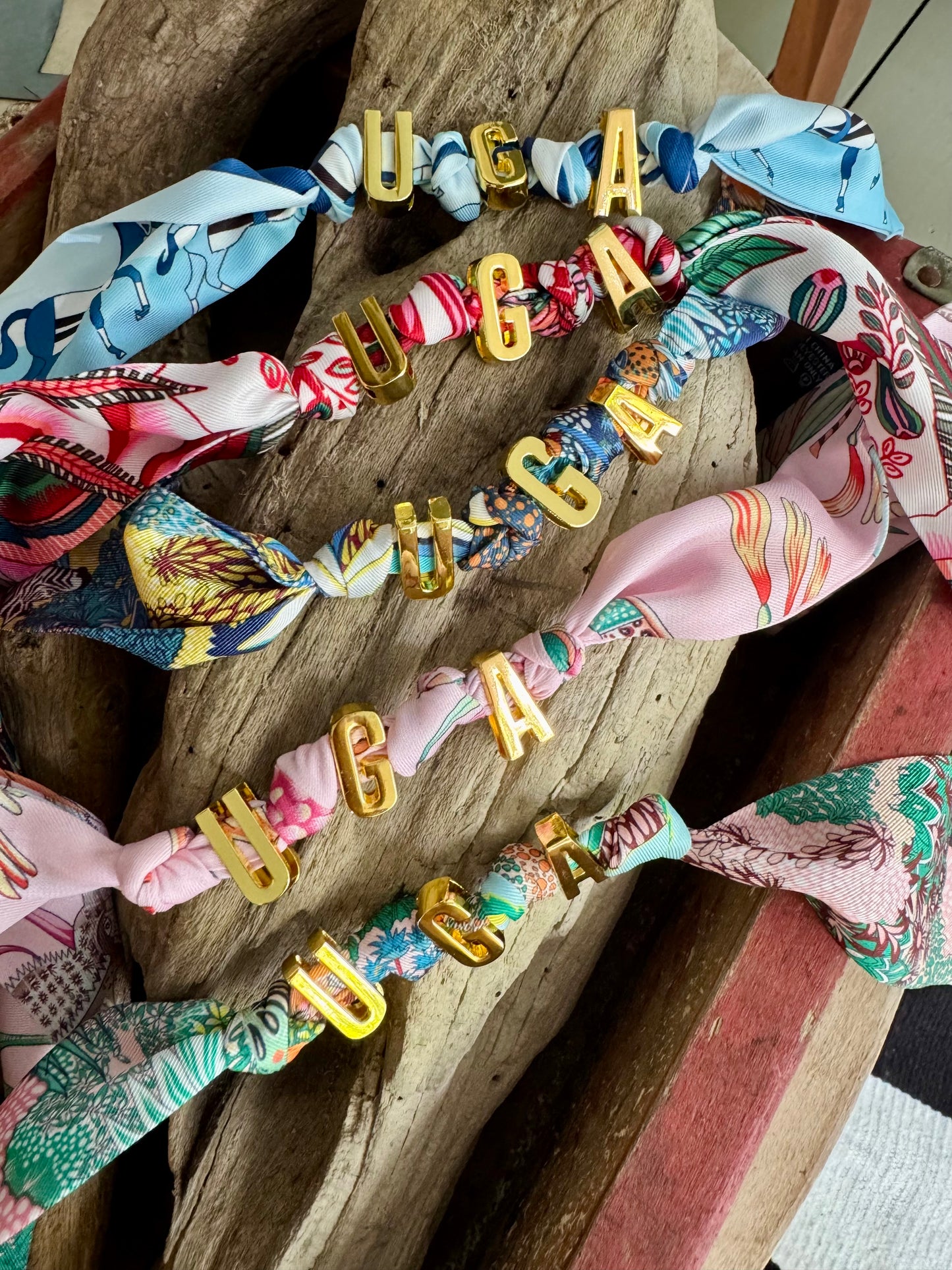 Twilly scarf necklace or bracelet with slide charms